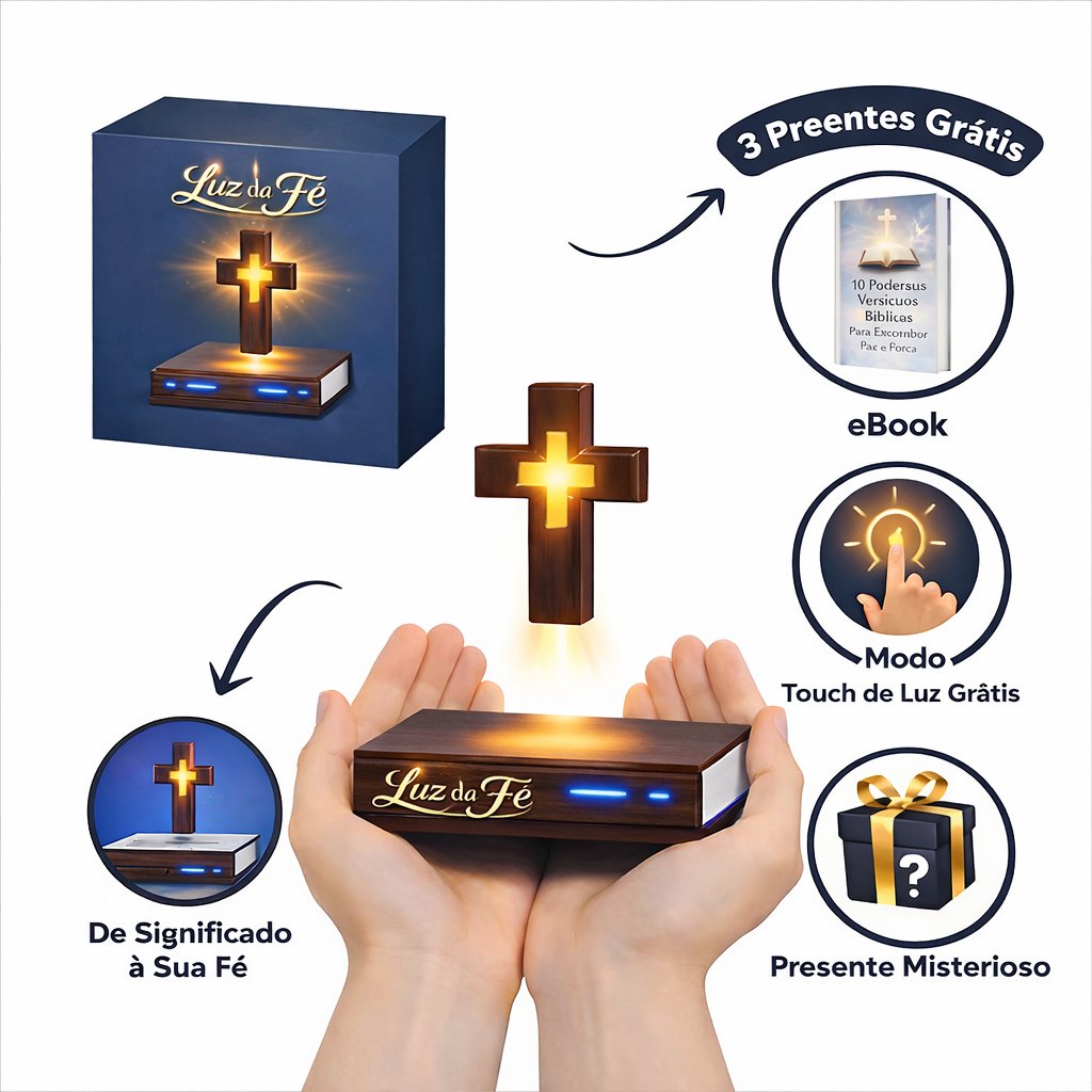 Luminária Cruz Flutuante – Luz da Fé