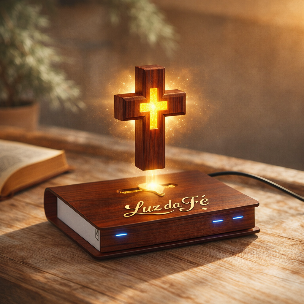 Luminária Cruz Flutuante – Luz da Fé