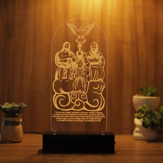 Luminária Abajur Divino Pai Eterno LED Amarelo