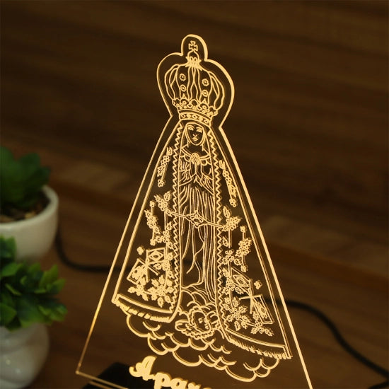 Luminária Abajur Nossa Senhora Aparecida LED Amarelo