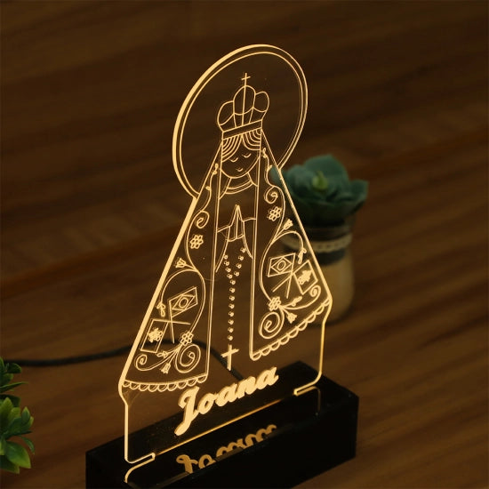 Luminária Abajur Nossa Senhora de Aparecida LED Amarelo