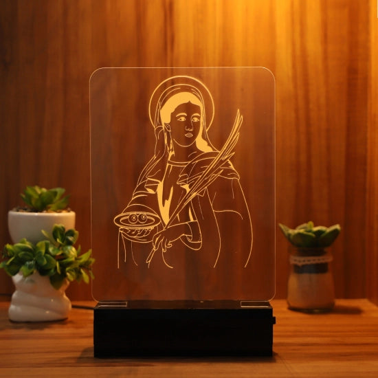 Luminária Abajur Santa Luzia LED Amarelo