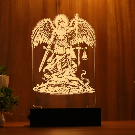 Luminária Abajur Anjo Miguel LED Amarelo