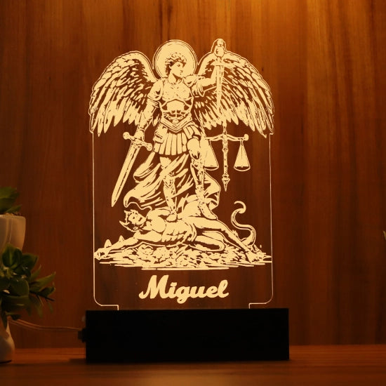 Luminária Abajur Anjo Miguel LED Amarelo