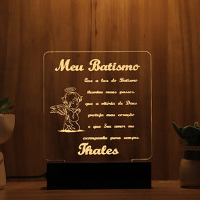 Luminária Abajur Batismo LED Amarelo