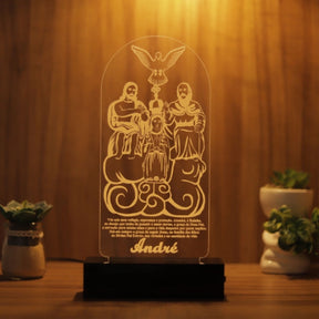 Luminária Abajur Divino Pai Eterno LED Amarelo