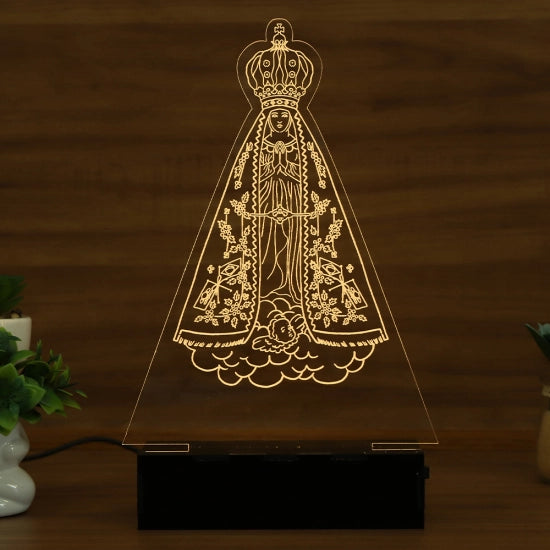 Luminária Abajur Nossa Senhora Aparecida LED Amarelo