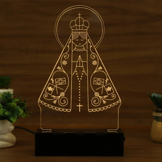 Luminária Abajur Nossa Senhora de Aparecida LED Amarelo