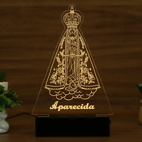 Luminária Abajur Nossa Senhora Aparecida LED Amarelo