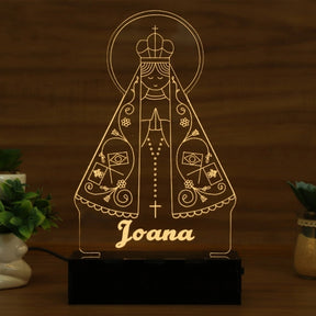 Luminária Abajur Nossa Senhora de Aparecida LED Amarelo