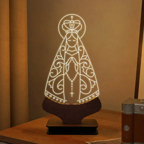 Luminária de mesa abajur led religiosa nossa senhora aparecida modelo 1