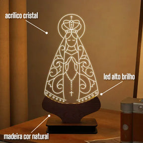 Luminária de mesa abajur led religiosa nossa senhora aparecida modelo 1