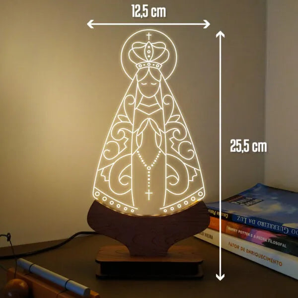 Luminária de mesa abajur led religiosa nossa senhora aparecida modelo 1